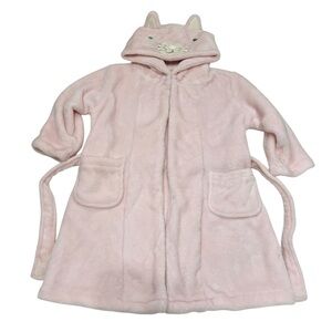 Pottery Barn Kids Pink Hooded Plush Robe Size 2T-3T